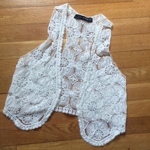 Zara Woman Cream Lace Vest, Size M, NWOT